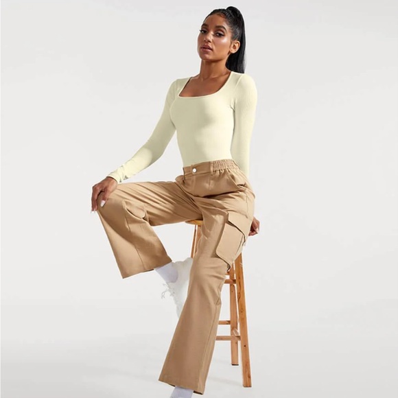 New Mooslover Ribbed Solid Color Tummy Control Long Sleeve Seamless Bodysuit - Picture 5 of 12